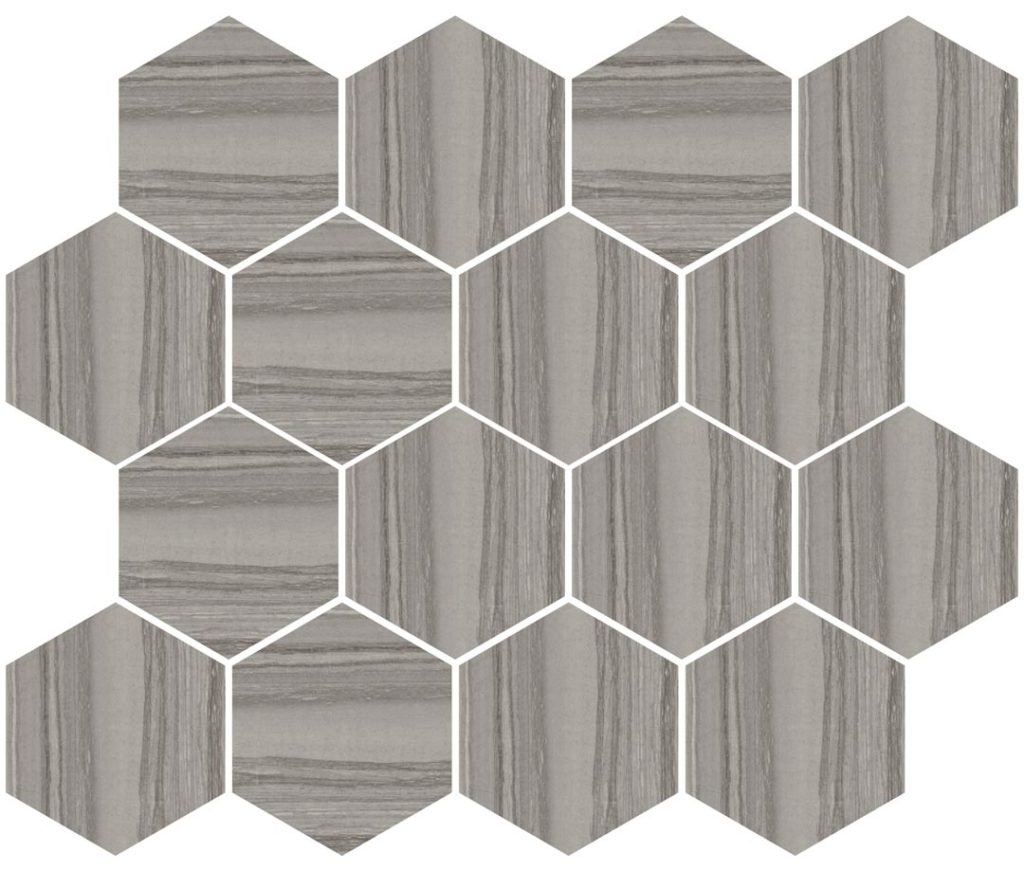 Silver Dark Hexagon Mosaic Happy Floors